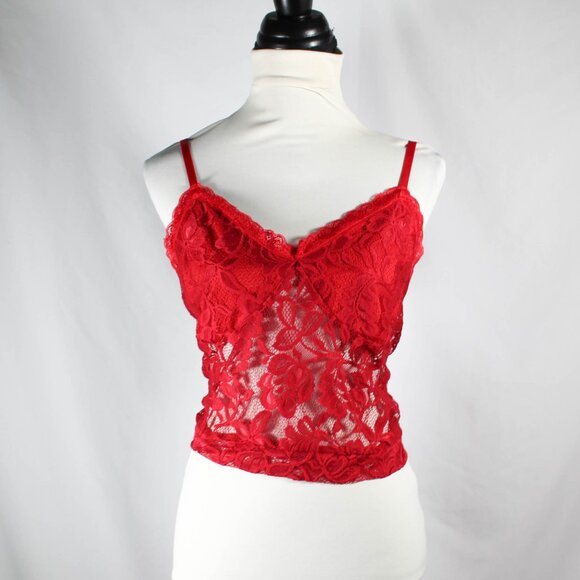 Bold Sexy Red Lace Cropped Cami Plus Size 4XL Adjustable Straps - Picture 1 of 9